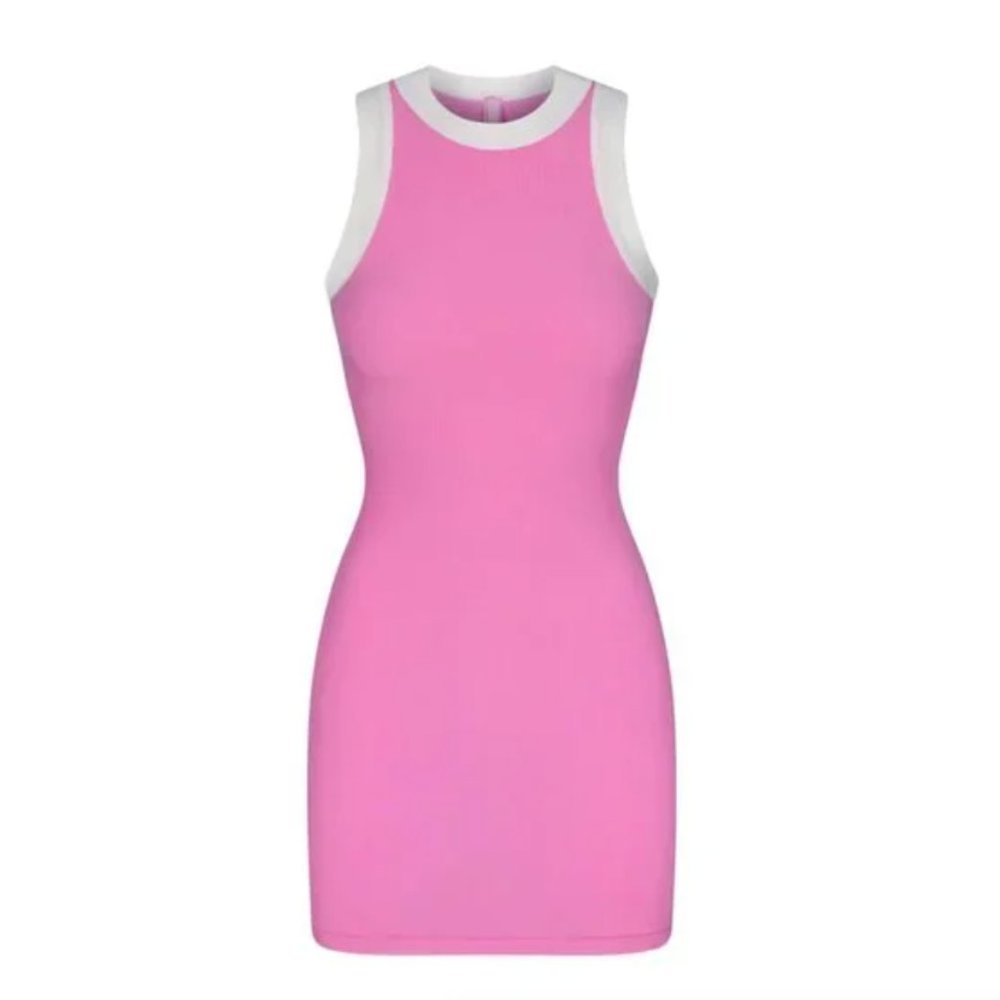 SKIMS Soft Lounge Ringer Tank Mini Dress Blush Pink Small